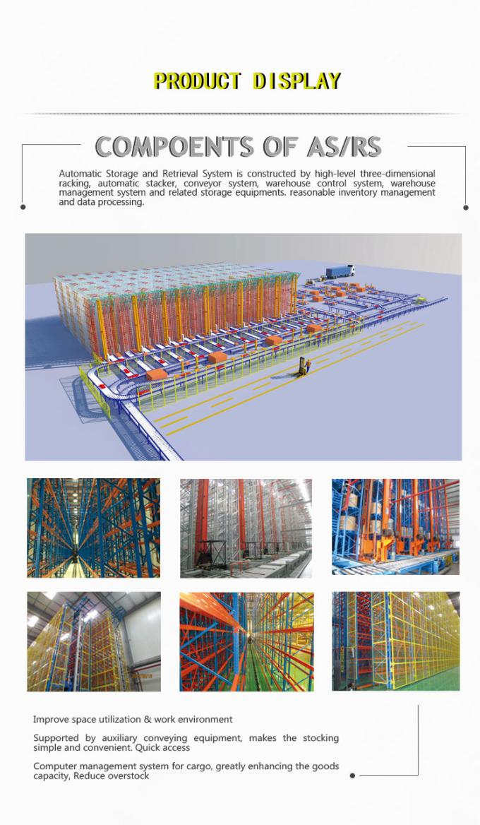 Almacenamiento OEM Sistema de almacén totalmente automatizado ASRS Amarillo Azul Color 0