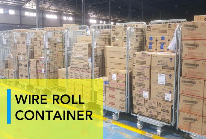 Acero de malla de alambre anidación de seguridad rollo de jaula de carruaje plegable para almacenamiento en el almacén 0